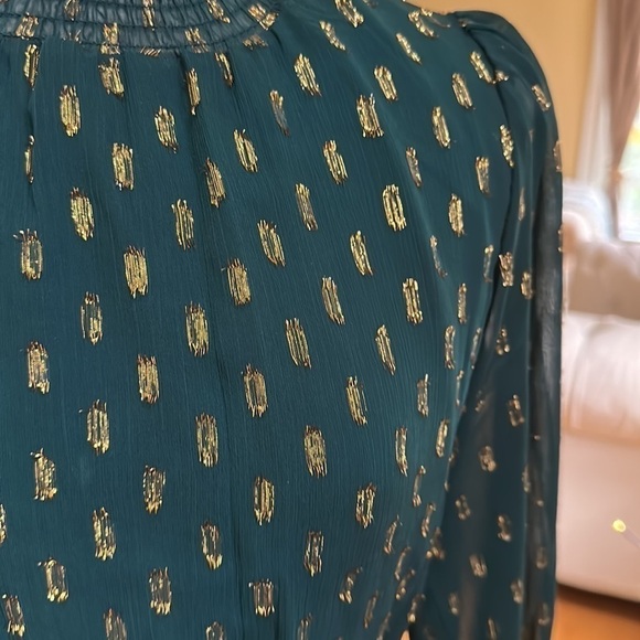 OPT Green Gold Mock Neck Mini Dress XS - Picture 10 of 11